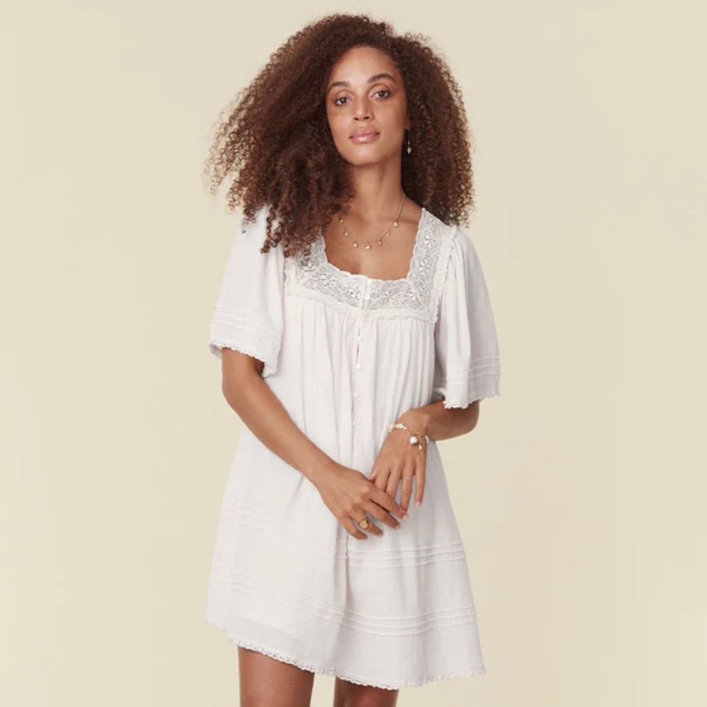 Spell Cassie White Lace Trim Dress